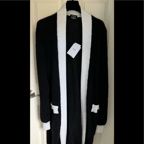 ❤️Blogger’s Favorite. New - Balmain Belted two- tone ribbed knit cardigan - Picture 10 of 12